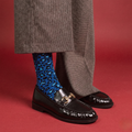 Calzini brillanti in lurex e lyocell ecologico Klue | Leopardo blu notte
