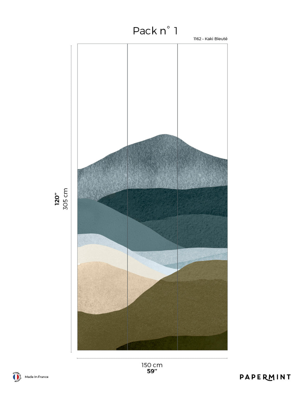 Fresque Les Collines - Kaki Bleuté