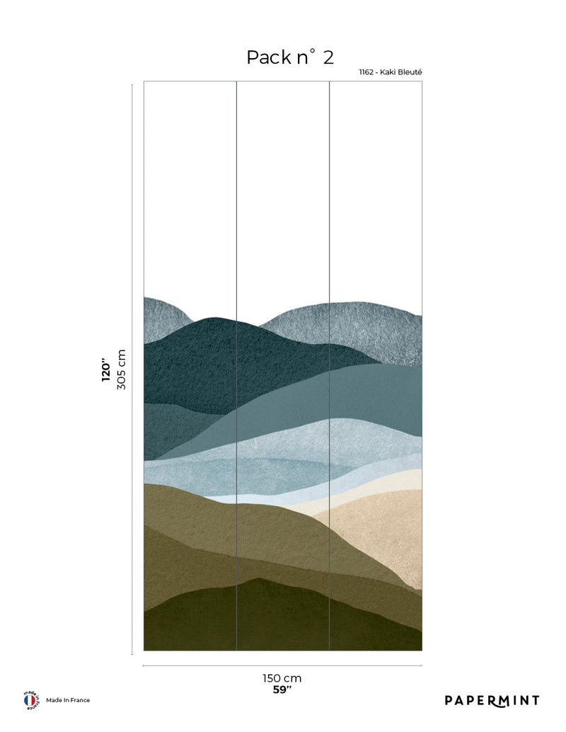 Fresque Collines - Kaki Bleuté