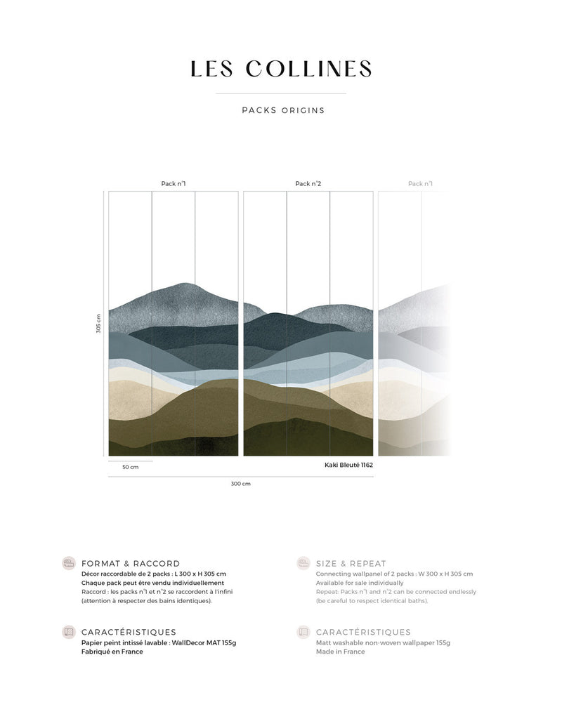 Fresque Collines - Kaki Bleuté