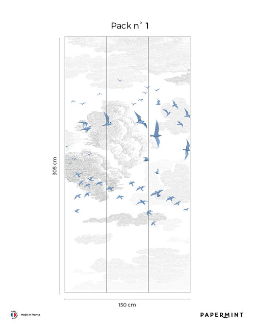 Fresque Oiseaux - Blue woad
