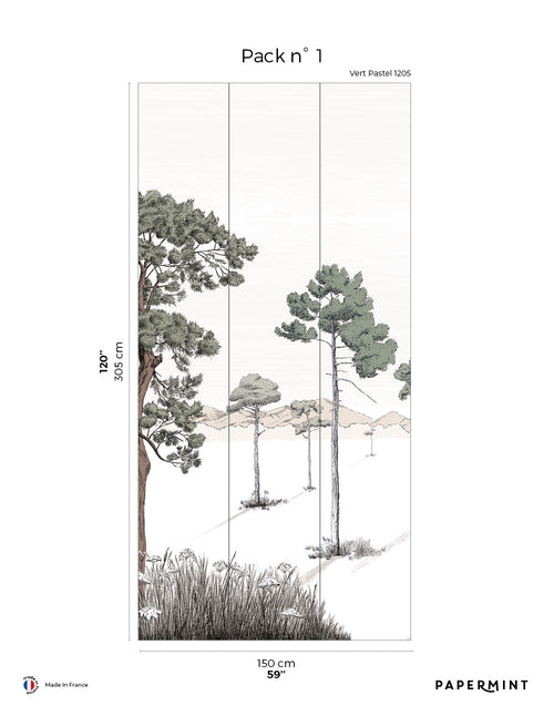 Fresque Les Ombres - Vert Pastel