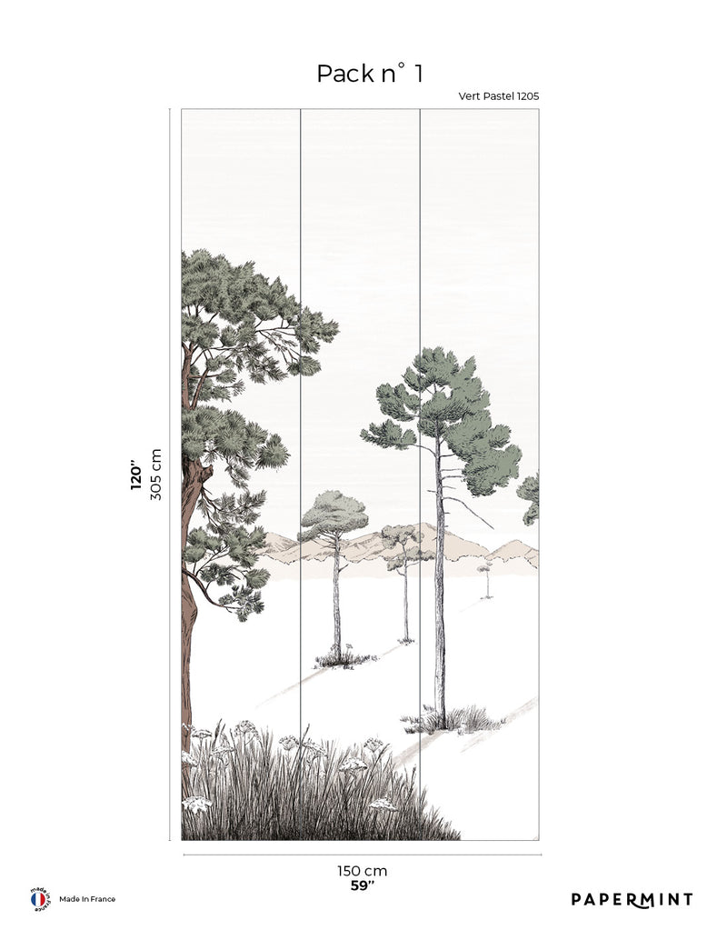 Fresque Les Ombres - Vert Pastel