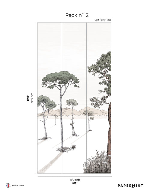 Fresque Les Ombres - Vert Pastel