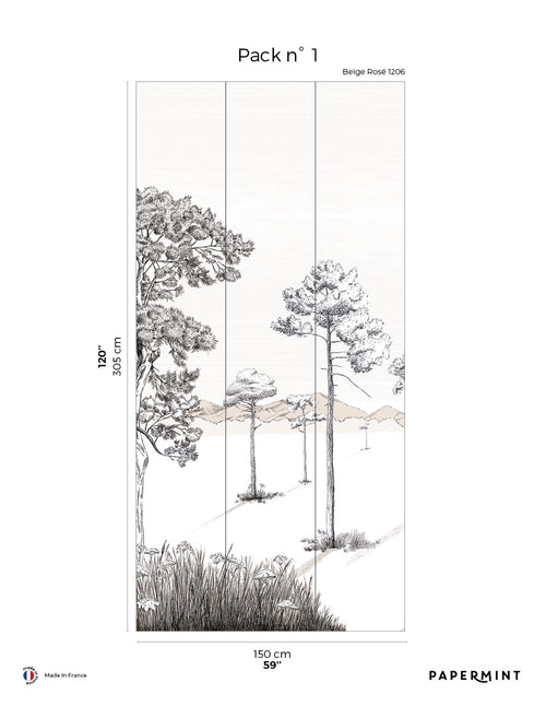 Fresque Les Ombres - Beige Rosé