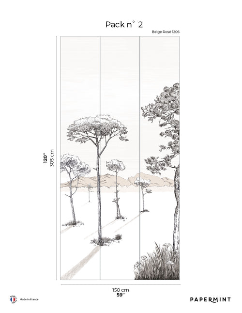 Fresque Les Ombres - Beige Rosé