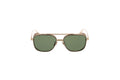 Luxury Eyewear – Zonnebrillen - Linda Farrow, gouden pilotenzonnebril met groene glazen op witte achtergrond