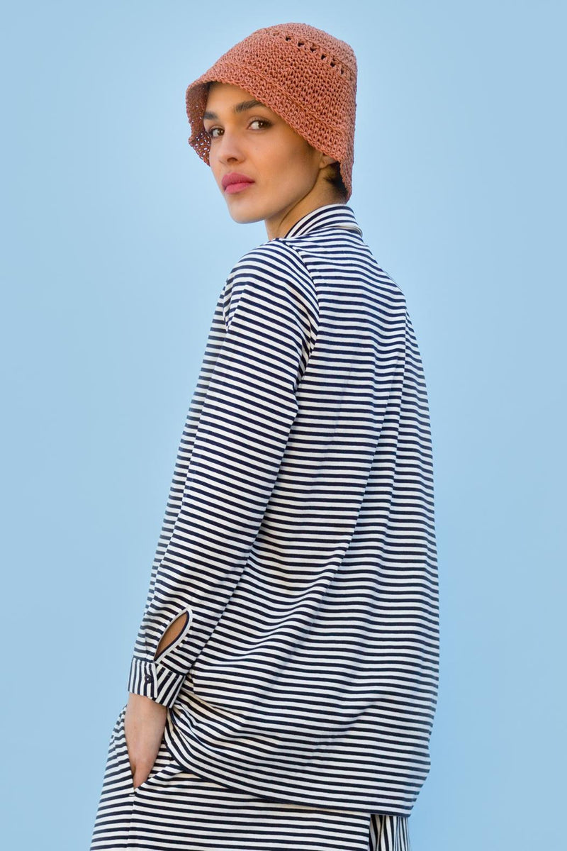 Camisa - Odette - Azul Marino A Rayas