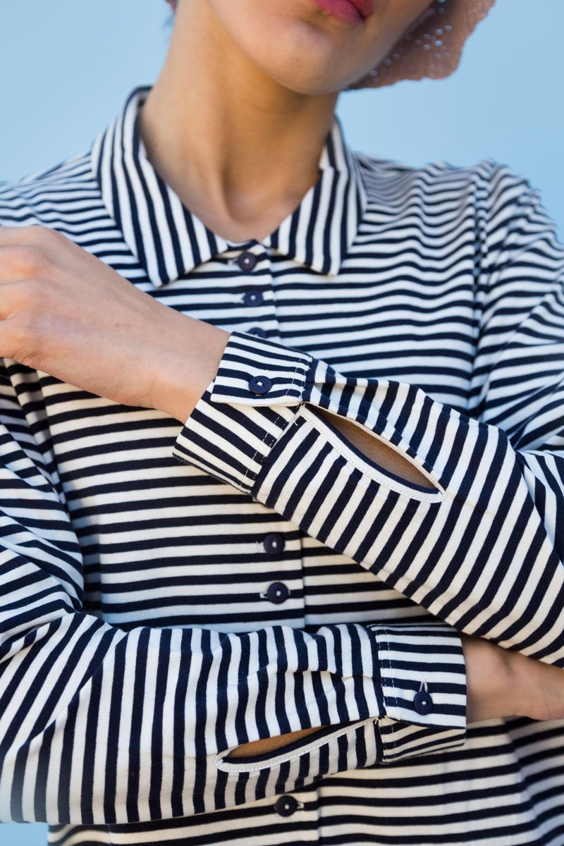 Camisa - Odette - Azul Marino A Rayas