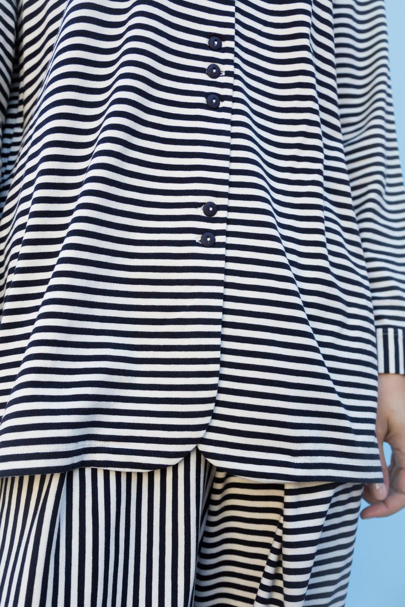 Camisa - Odette - Azul Marino A Rayas