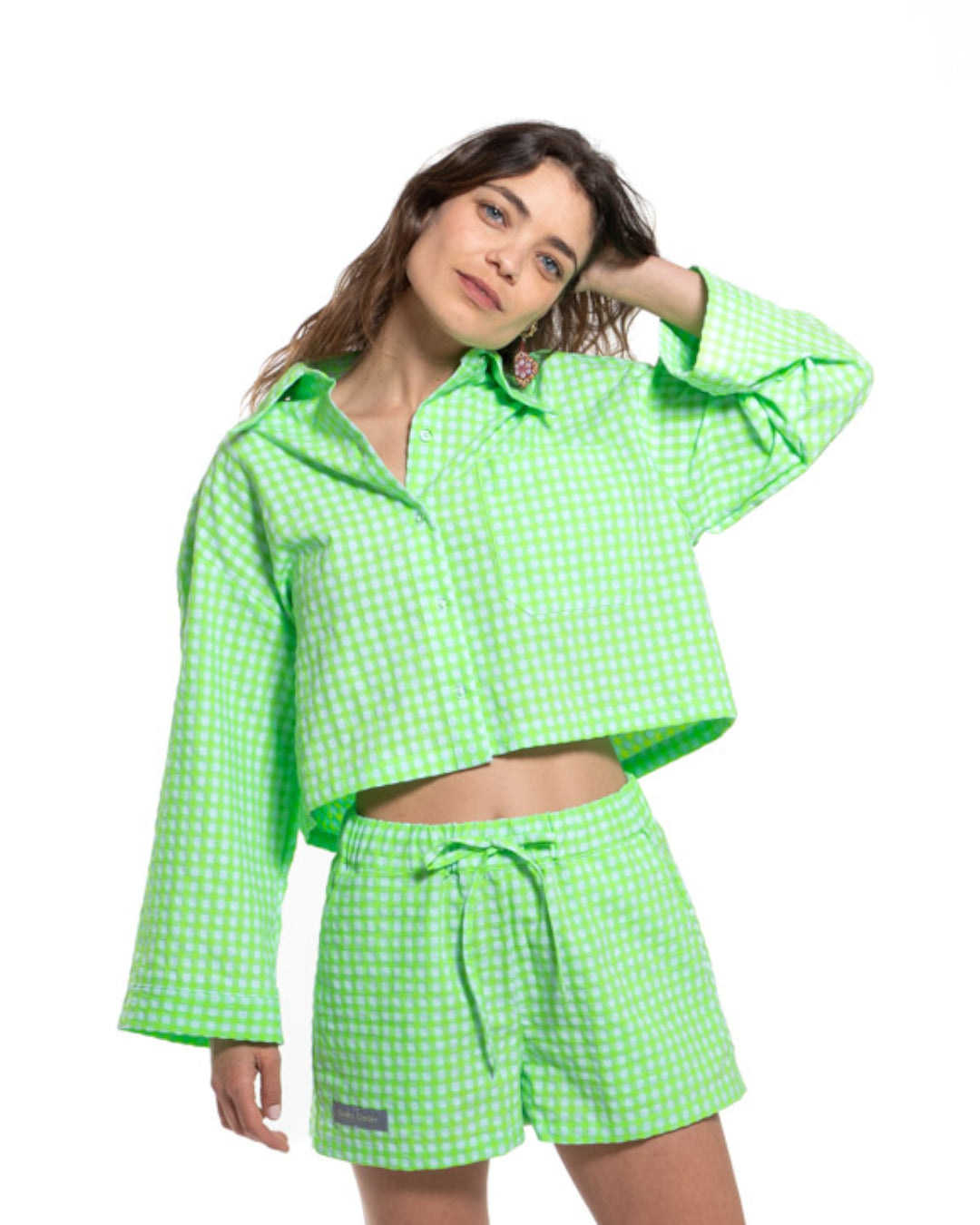 Chemise À Carreaux Vichy - Lime