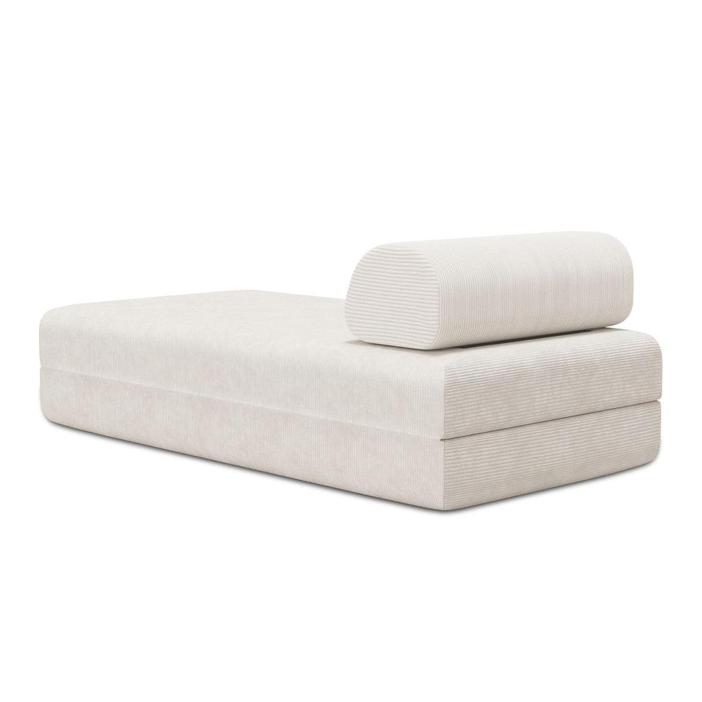Puf Modular - Tela Exterior a Rayas - Blanco y Verde Oscuro