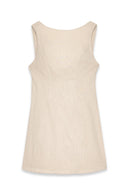 Robe Courte Ouverte Dans Le Dos En Lin Mélangé Beige