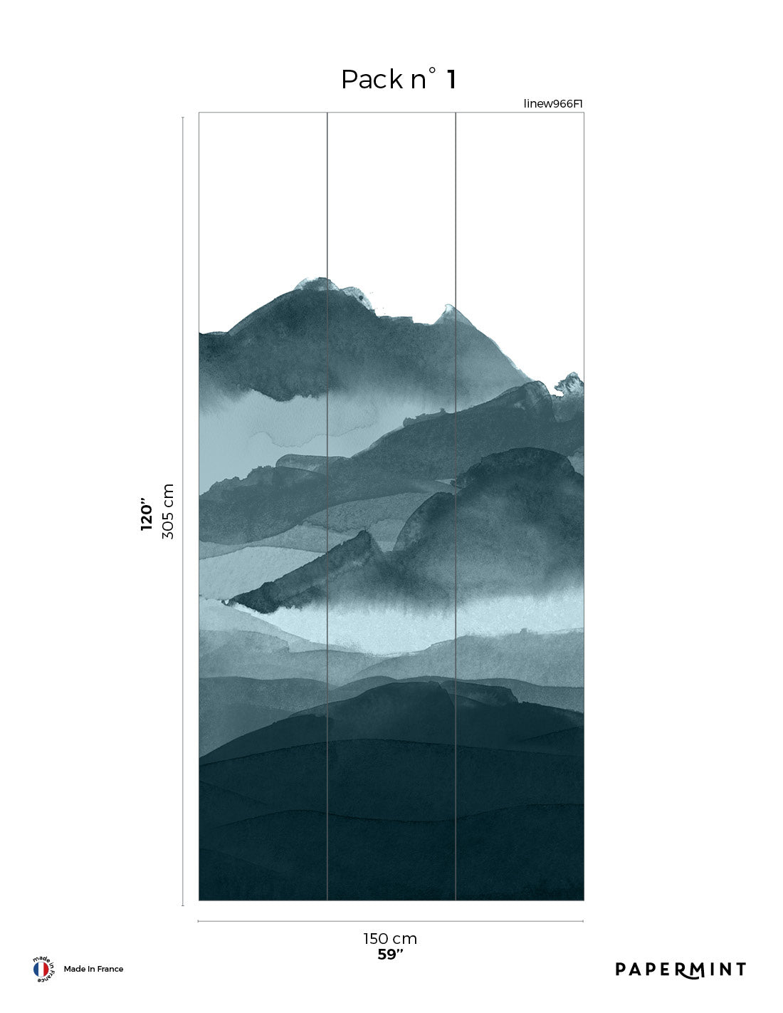 Fresque Line Water - Bleu De Prusse
