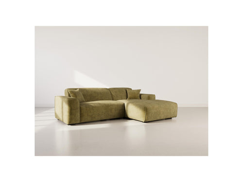 Lison - Canapé D'Angle - 4 Places - Velours Texturé - Vert Kaki