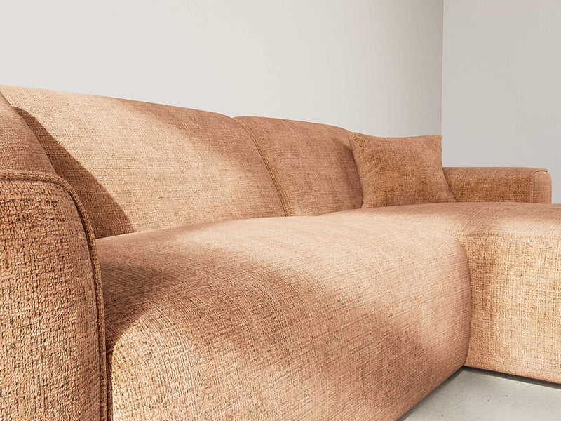 Lison - Sofá esquinero - 4 plazas - Terciopelo texturizado - Terracota