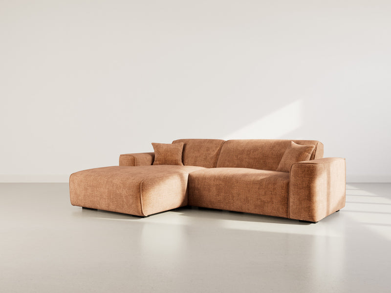 Lison - Sofá esquinero - 4 plazas - Terciopelo texturizado - Terracota