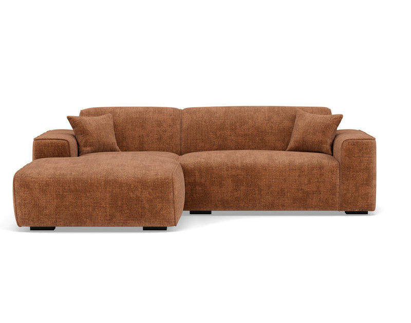 Lison - Sofá esquinero - 4 plazas - Terciopelo texturizado - Terracota