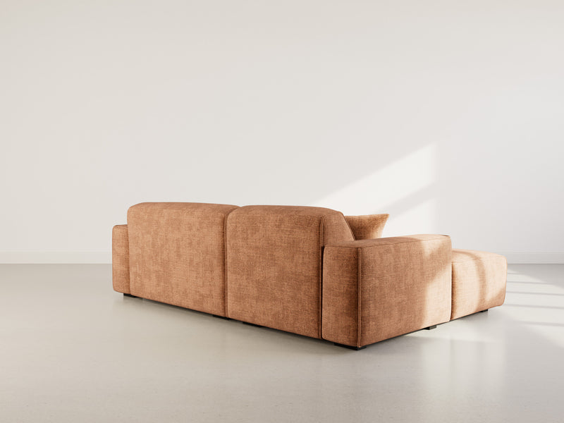 Lison - Sofá esquinero - 4 plazas - Terciopelo texturizado - Terracota