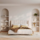 Lit double Koda 160x200 cm en tissu beige