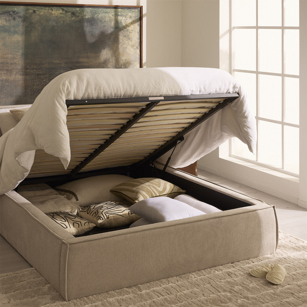Liberia - Storage Bed - Fabric - Ecru