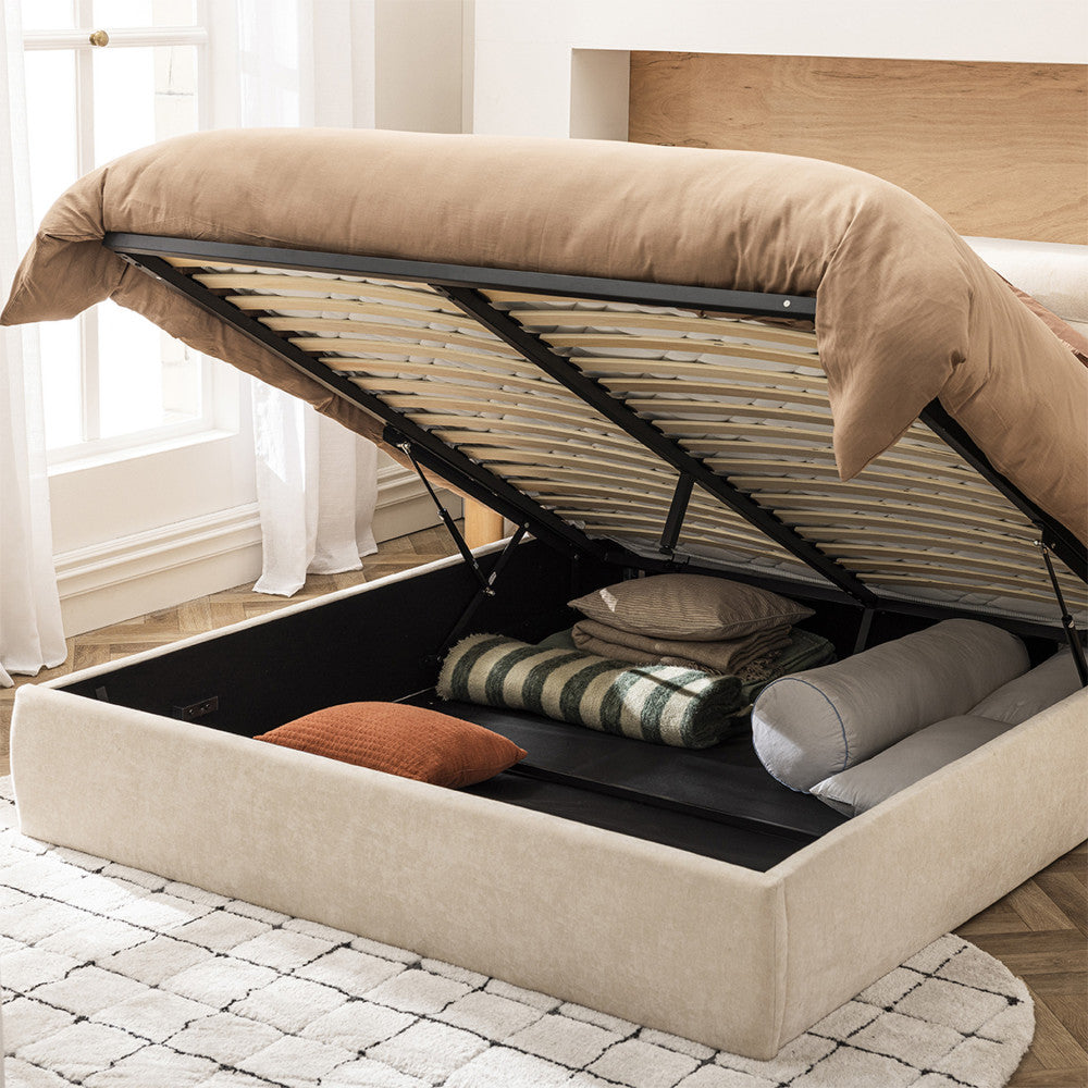 Serenita - Storage Bed - Fabric - Ecru