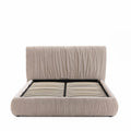 Livia - Lit Coffre - Tissu - Beige