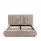 Livia - Lit Coffre - Tissu - Beige