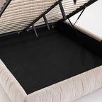 Livia - Lit Coffre - Tissu - Beige