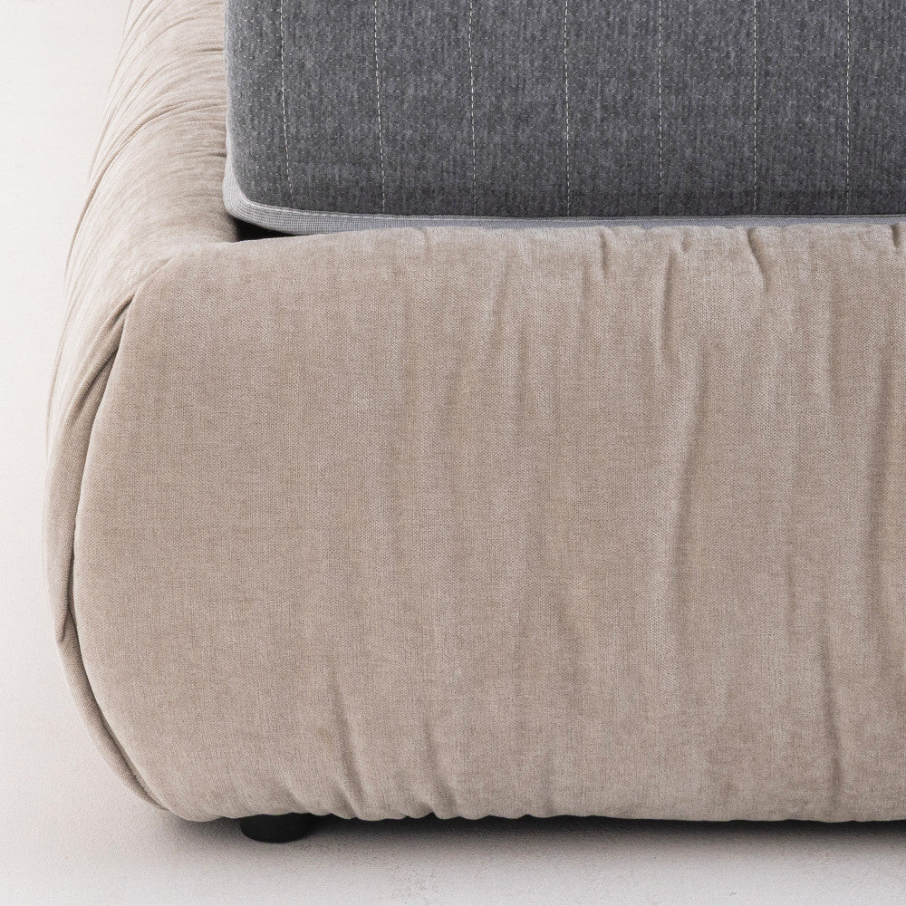 Livia - Lit Coffre - Tissu - Beige