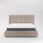Livia - Lit Coffre - Tissu - Beige