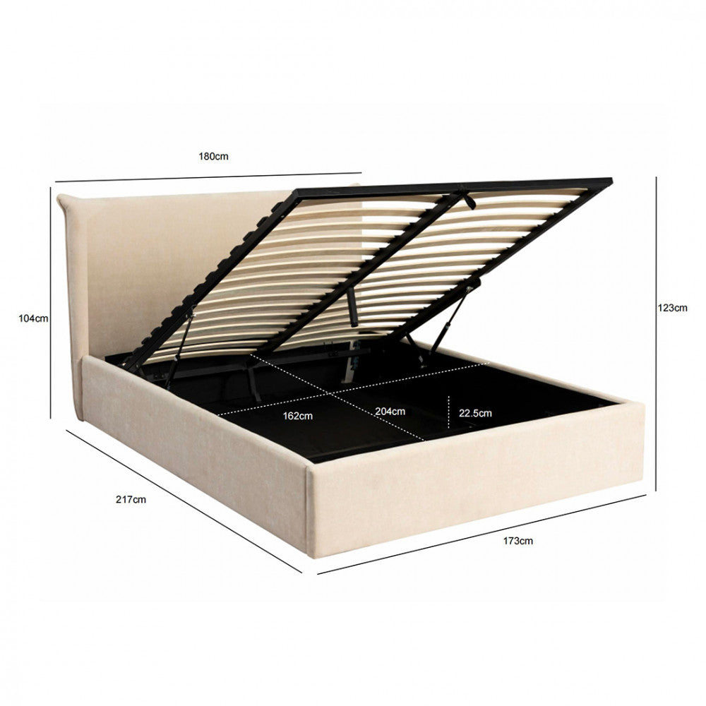 Mac Beth - Storage Bed - Fabric - Ecru
