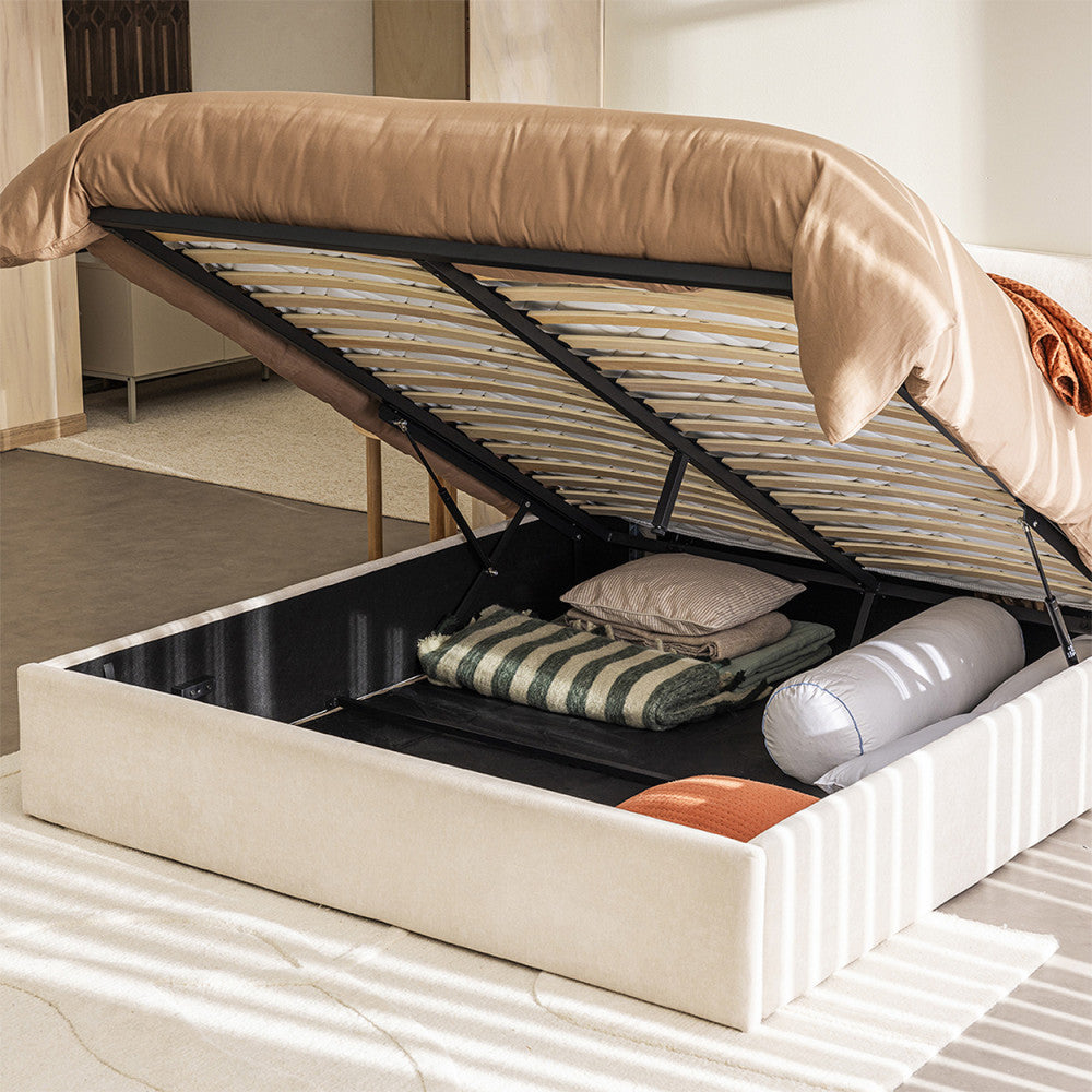 Mac Beth - Storage Bed - Fabric - Ecru