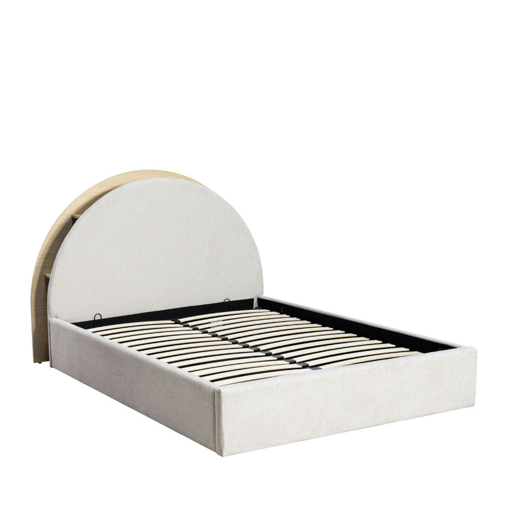 Brie - Ottoman Bed - Fabric with Integrated Storage - Beige
