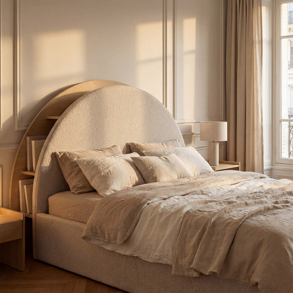 Brie - Ottoman Bed - Fabric with Integrated Storage - Beige
