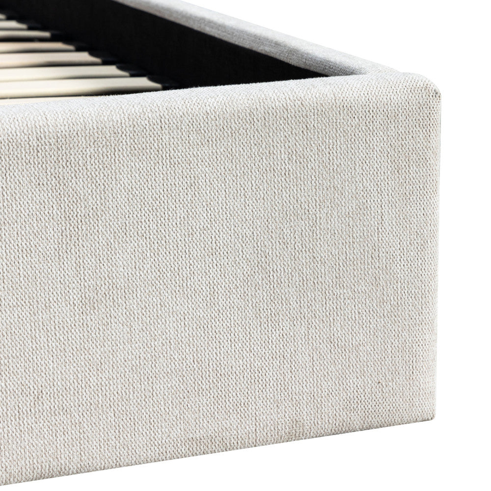 Brie - Ottoman Bed - Fabric with Integrated Storage - Beige