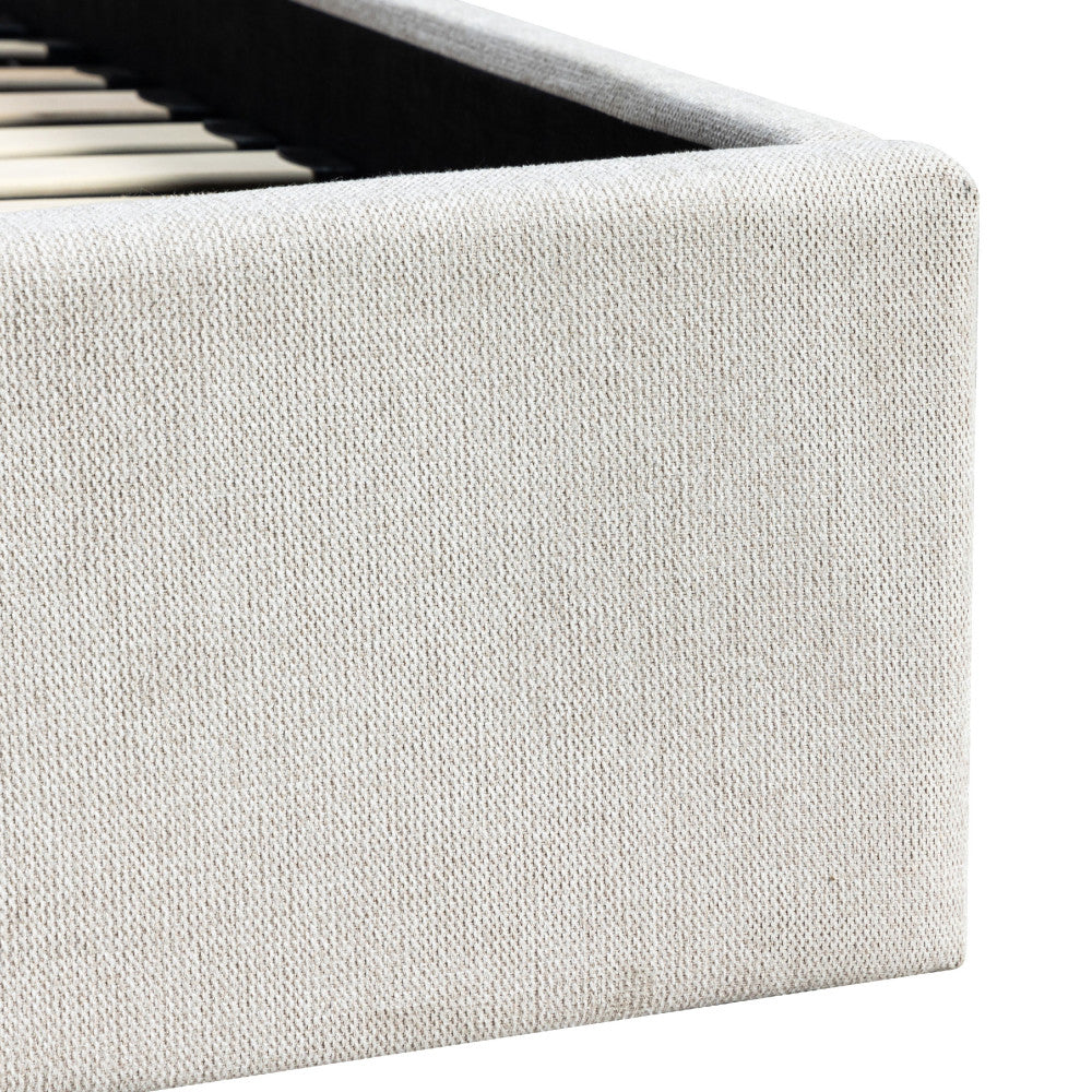 Brie - Ottoman Bed - Fabric with Integrated Storage - Beige