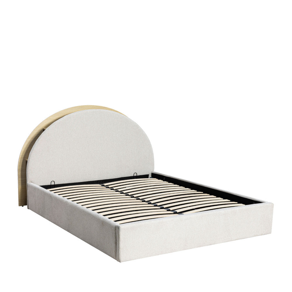 Brie - Ottoman Bed - Fabric with Integrated Storage - Beige