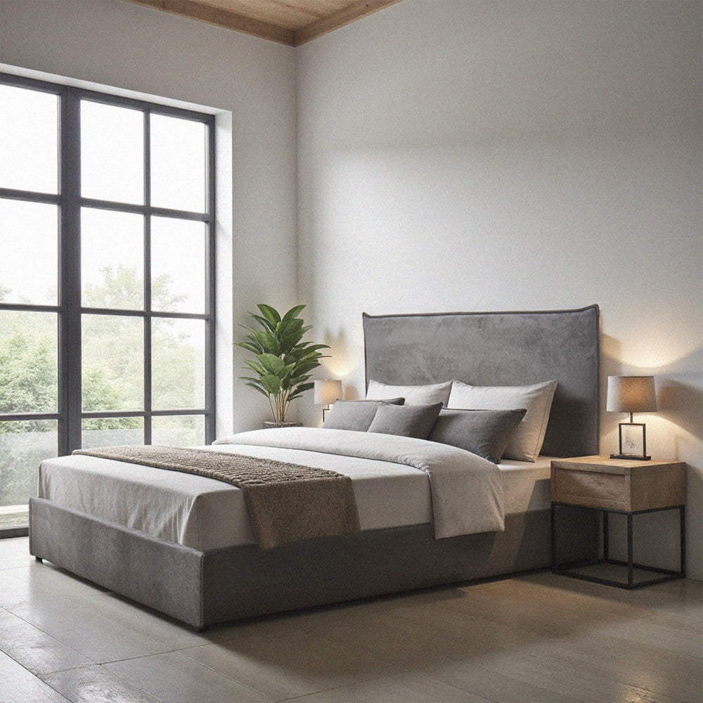 Cama - Storage Bed - Corduroy Velvet - Grey