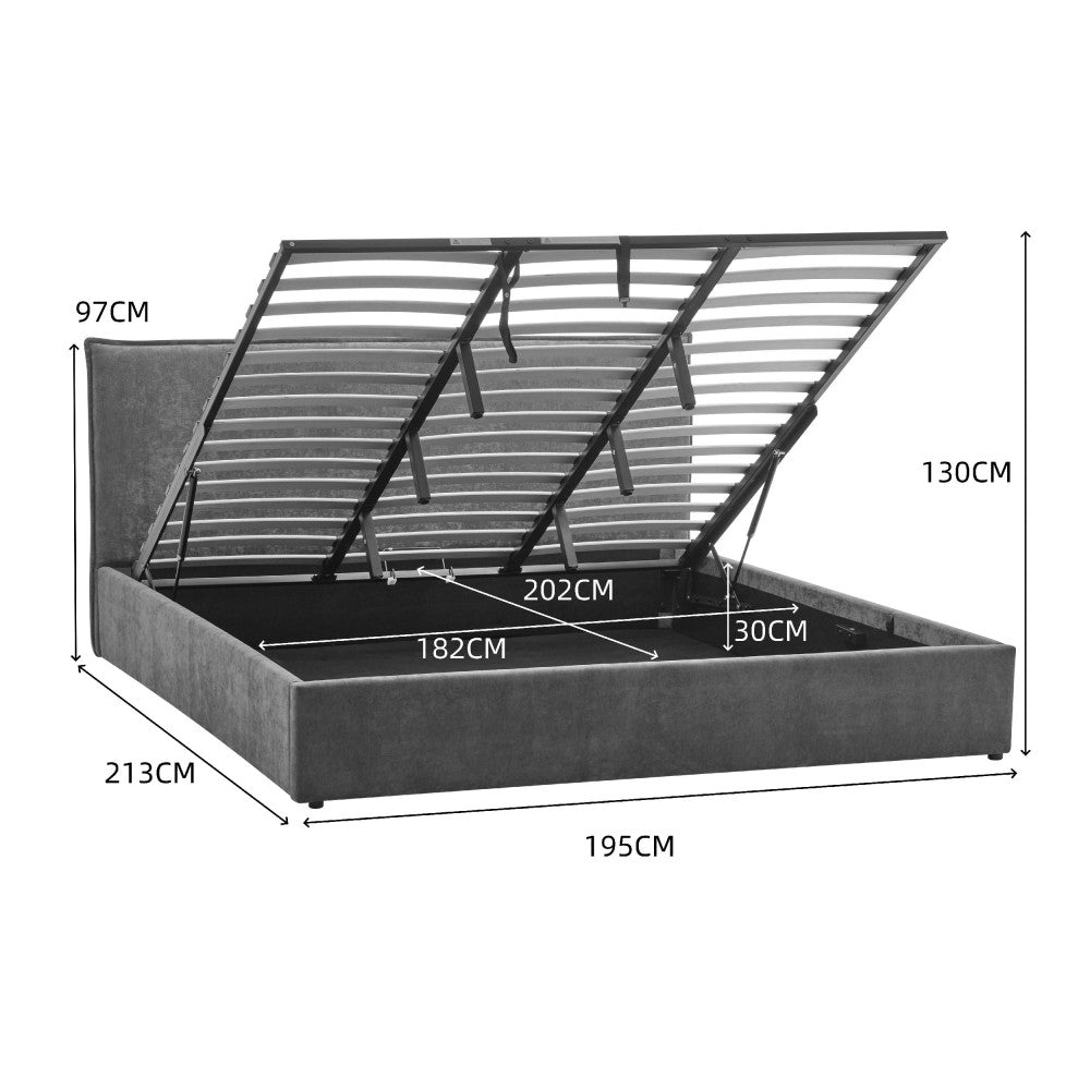 Cama - Storage Bed - Corduroy Velvet - Grey