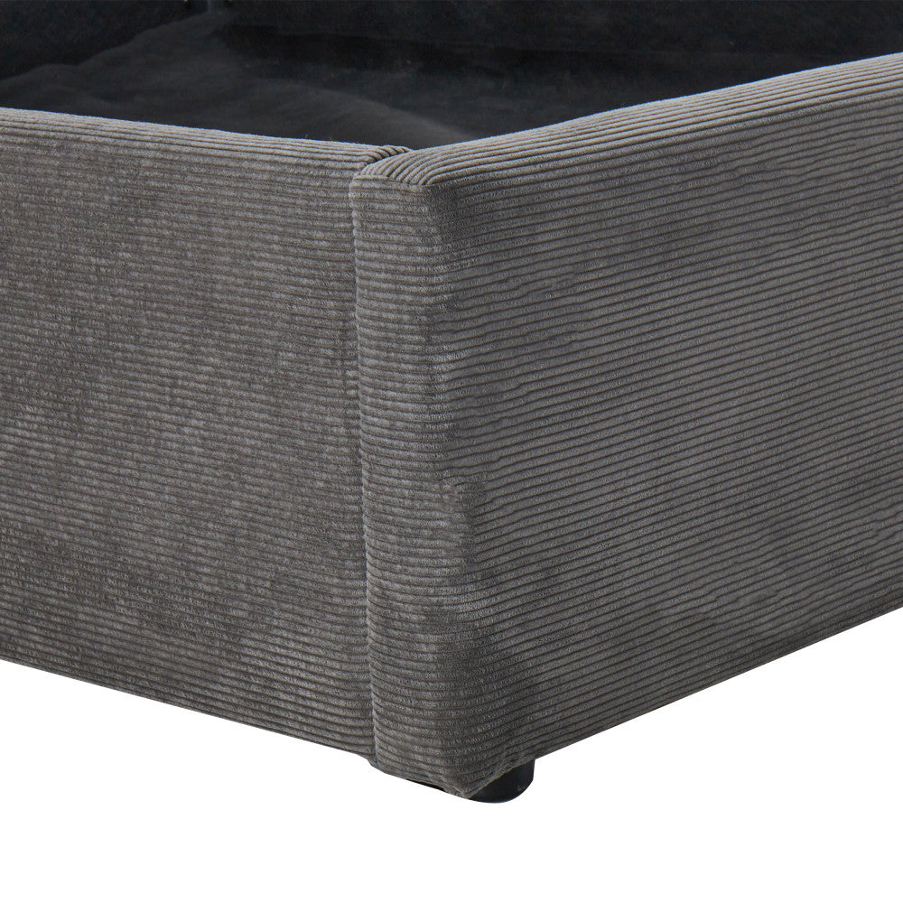 Cama - Storage Bed - Corduroy Velvet - Grey