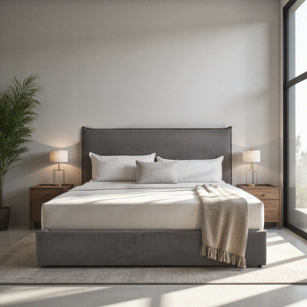 Cama - Storage Bed - Corduroy Velvet - Grey