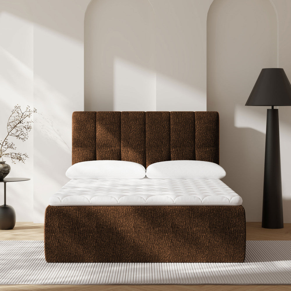 Air Nest - Complete Compressed Boxspring Bed - Fabric - Brown