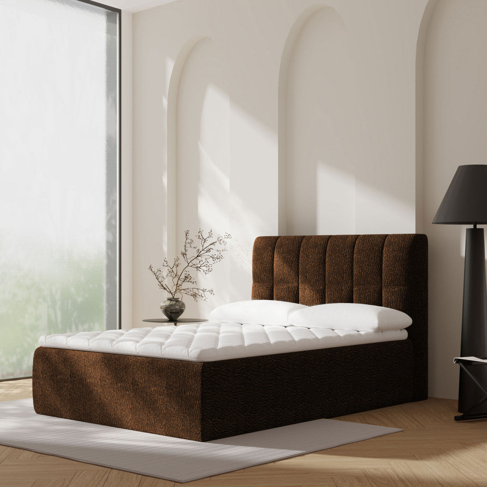Air Nest - Complete Compressed Boxspring Bed - Fabric - Brown