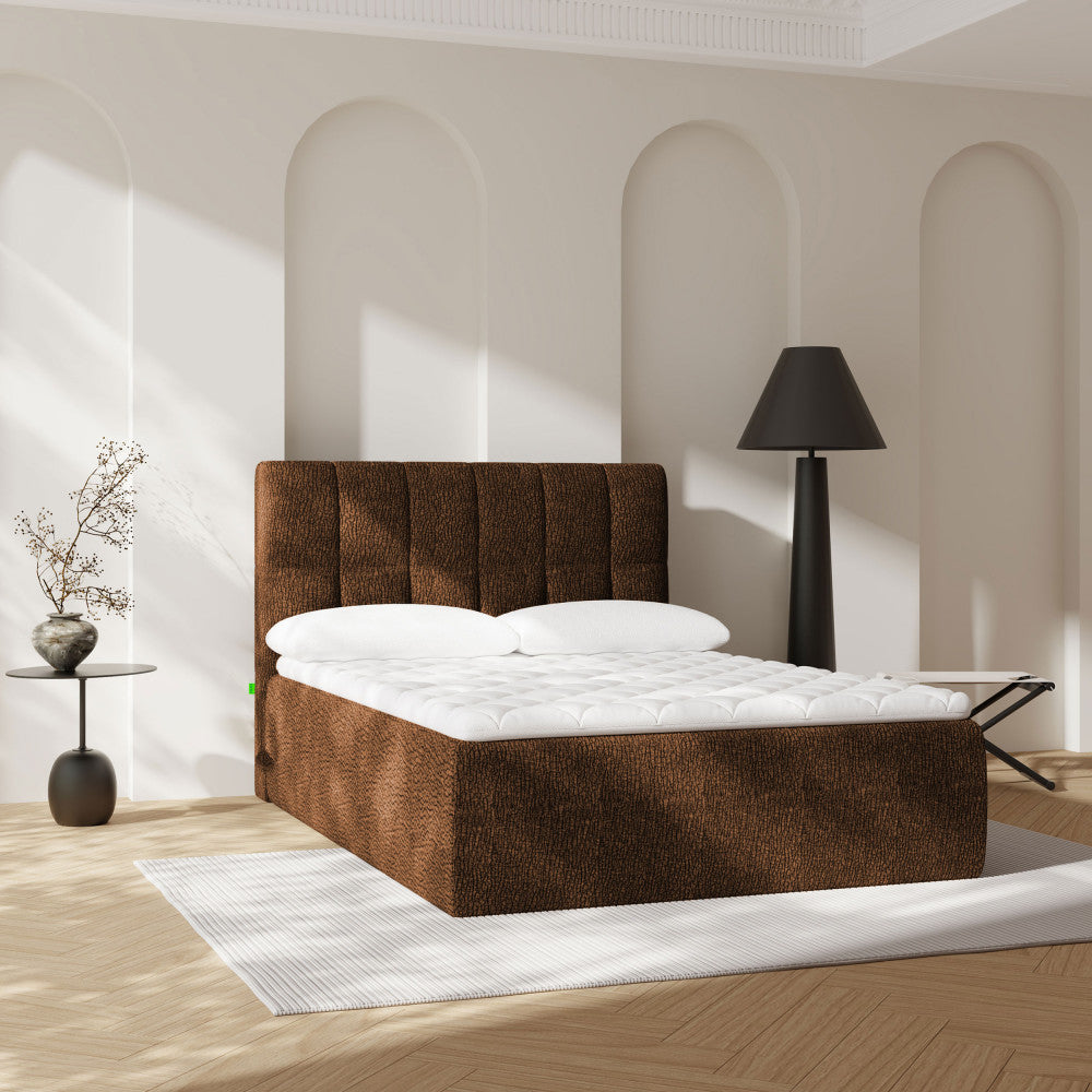 Air Nest - Complete Compressed Boxspring Bed - Fabric - Brown