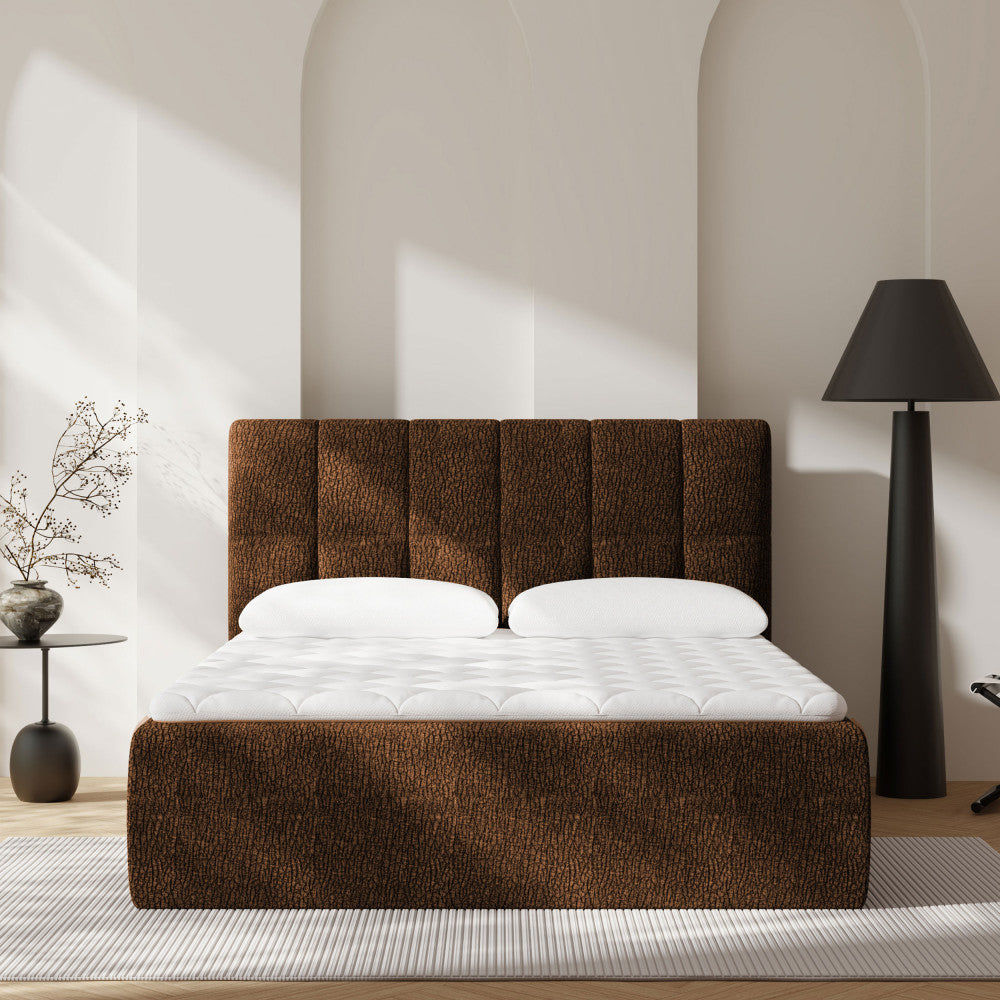 Air Nest - Complete Compressed Boxspring Bed - Fabric - Brown