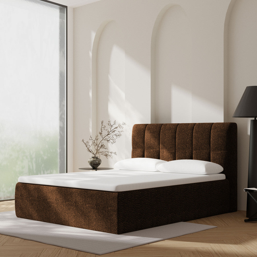 Air Nest - Complete Compressed Boxspring Bed - Fabric - Brown