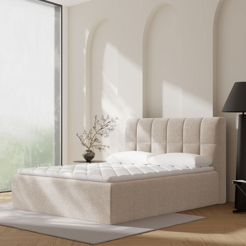 Air Nest - Complete Compressed Boxspring Bed - Fabric - Beige