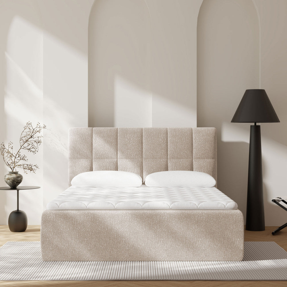 Air Nest - Complete Compressed Boxspring Bed - Fabric - Beige