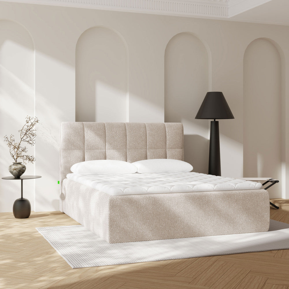 Air Nest - Complete Compressed Boxspring Bed - Fabric - Beige
